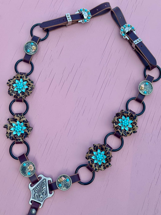 Cheetah Rowdy Rose Concho Ring Breast Collar