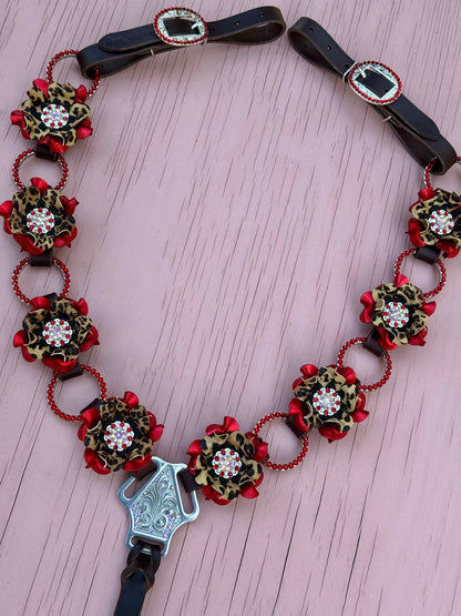 Red Cheetah Bling Ring Breast Collar