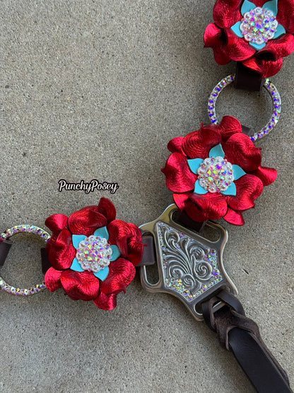 Metallic Red Bling Breast Collar