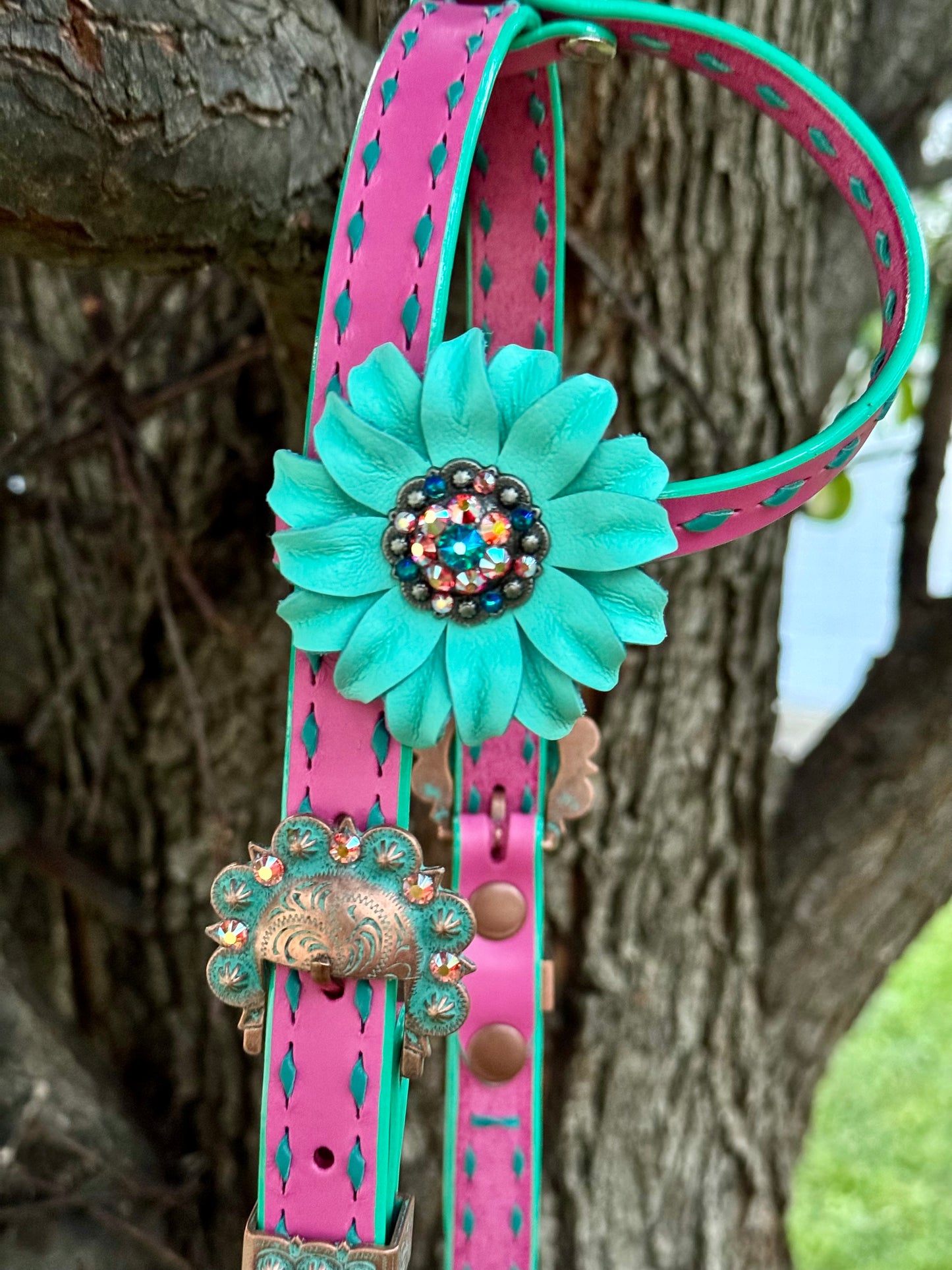 Pink & Turquoise Pony Headstall