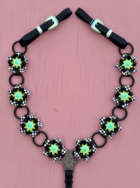 Lime Checkerboard Ring Breast Collar