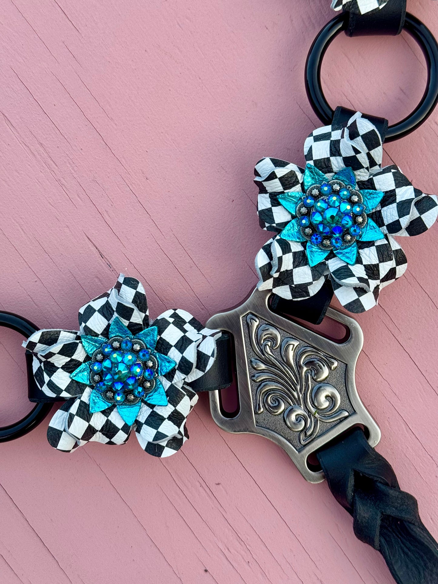 Turquoise Checker Ring Breast Collar