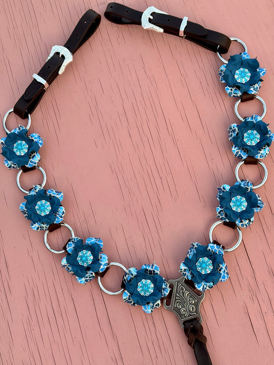 Blue Cheetah Ring Breast Collar