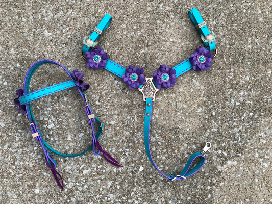 Turquoise Leather Mini Pony Tack Set