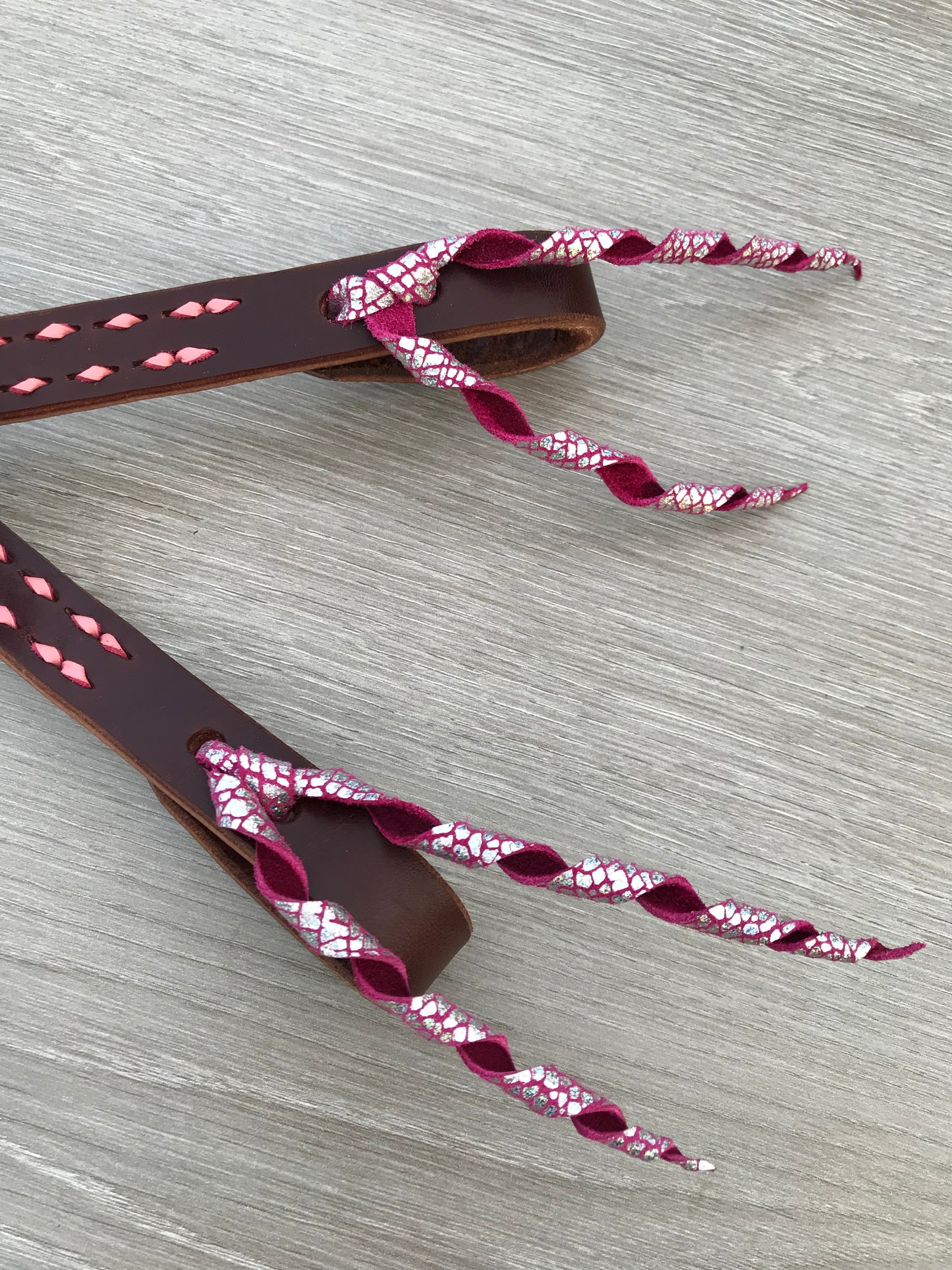 Chocolate and Pink Bloodknot Headstall