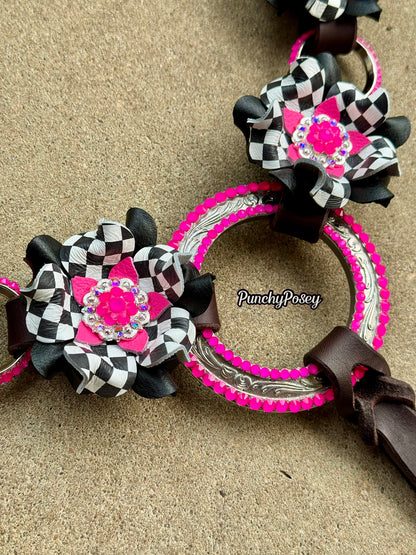 Black Pink Checker Breast Collar