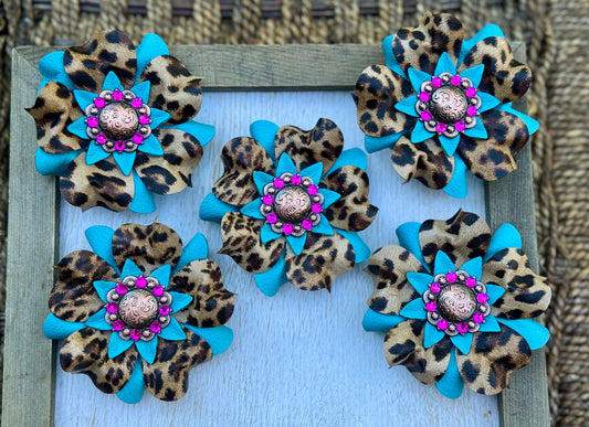 Turquoise Cheetah Punchy Posies