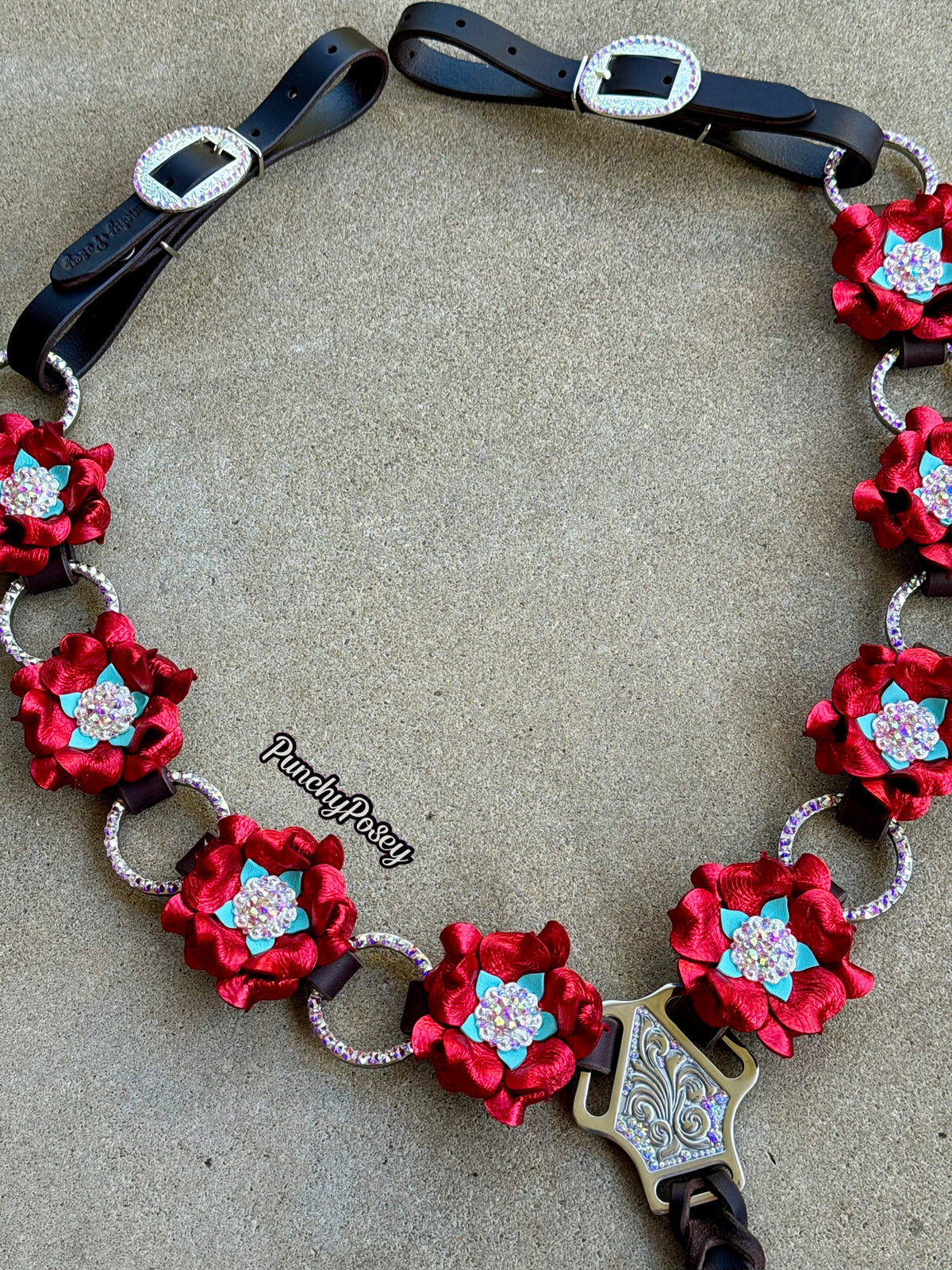 Metallic Red Bling Breast Collar