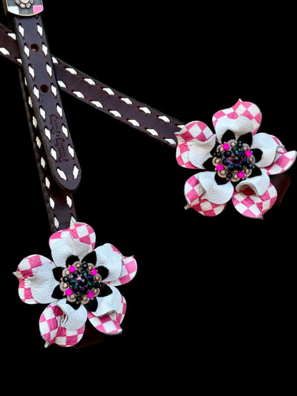 Pink Checker Headstall