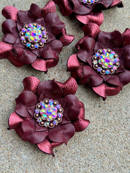 Metallic Maroon Flower Conchos
