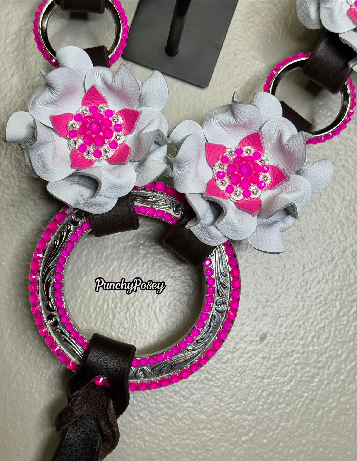 Neon Pink White Breast Collar