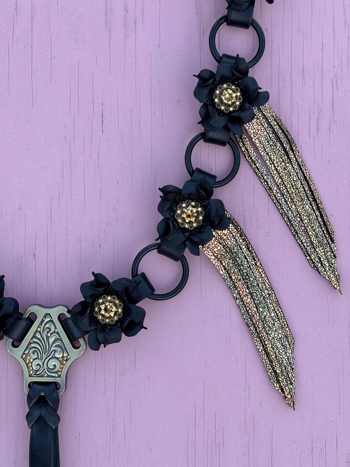 Black Gold Fringe Ring Brest Collar