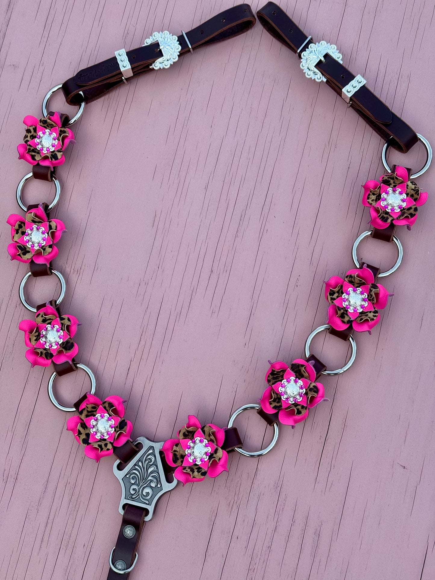 Hot Pink Cheetah Ring Breast Collar
