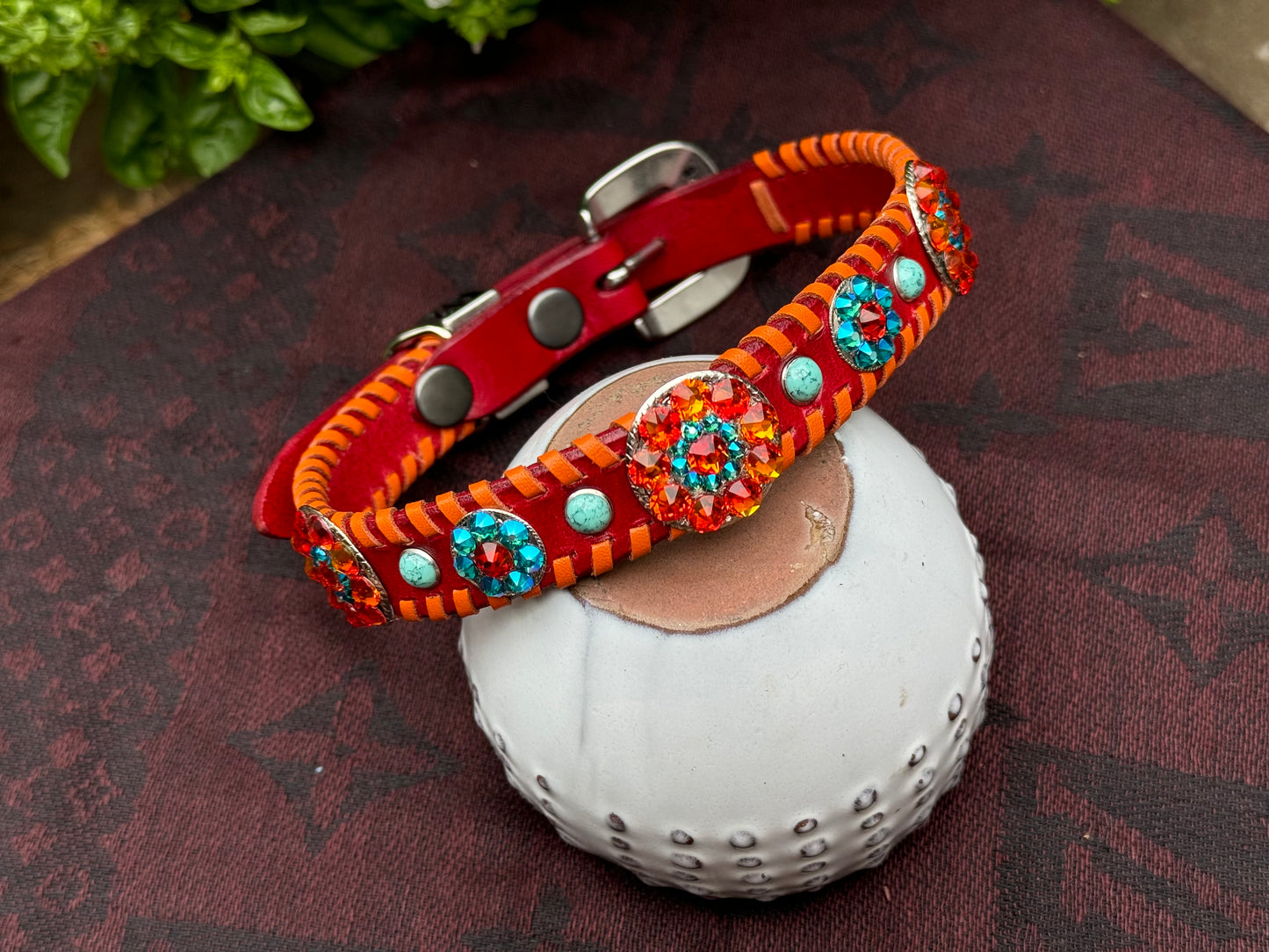 Red and Orange Bling Couture Collar