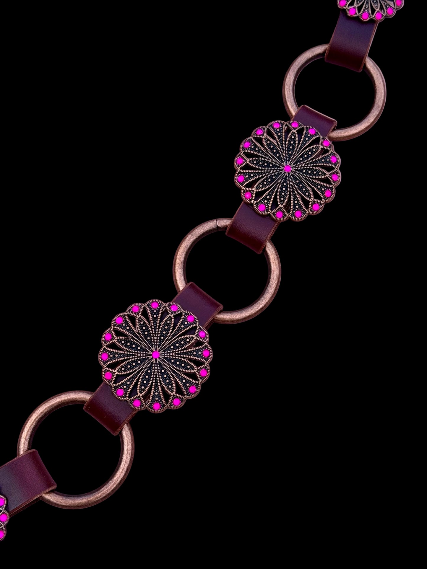 Neon Pink Concho Ring Breast Collar