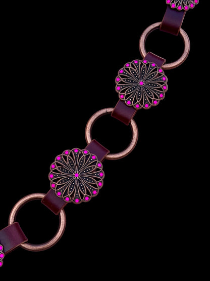 Neon Pink Concho Ring Breast Collar