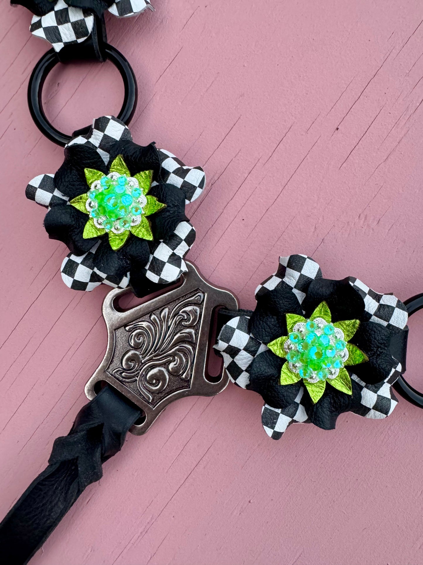 Lime Checkerboard Ring Breast Collar