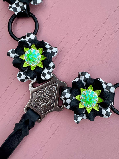 Lime Checkerboard Ring Breast Collar