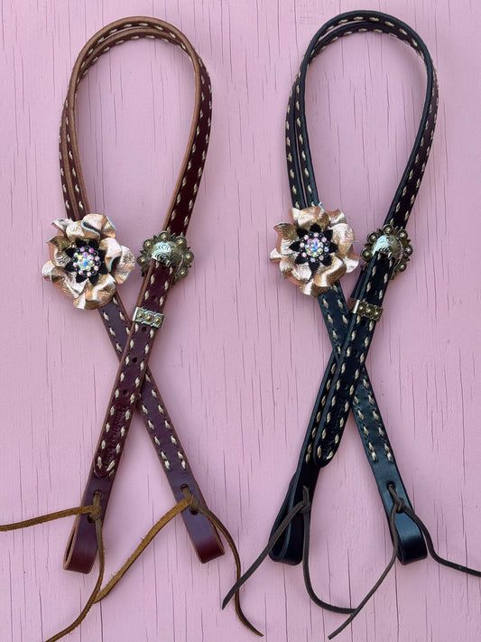 Rose Gold Buckstitch Headstalls