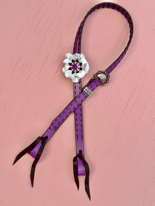 Purple Headstall White Posey