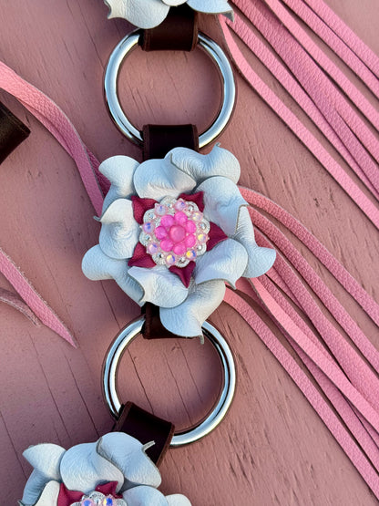 White Pink Fringe Ring Tack Set