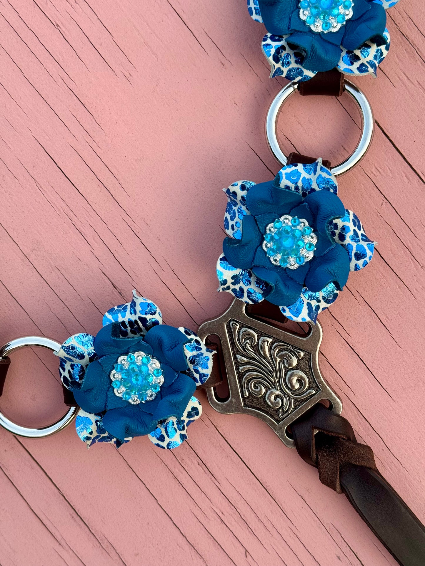 Blue Cheetah Ring Breast Collar