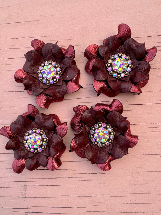 Metallic Maroon Flower Conchos