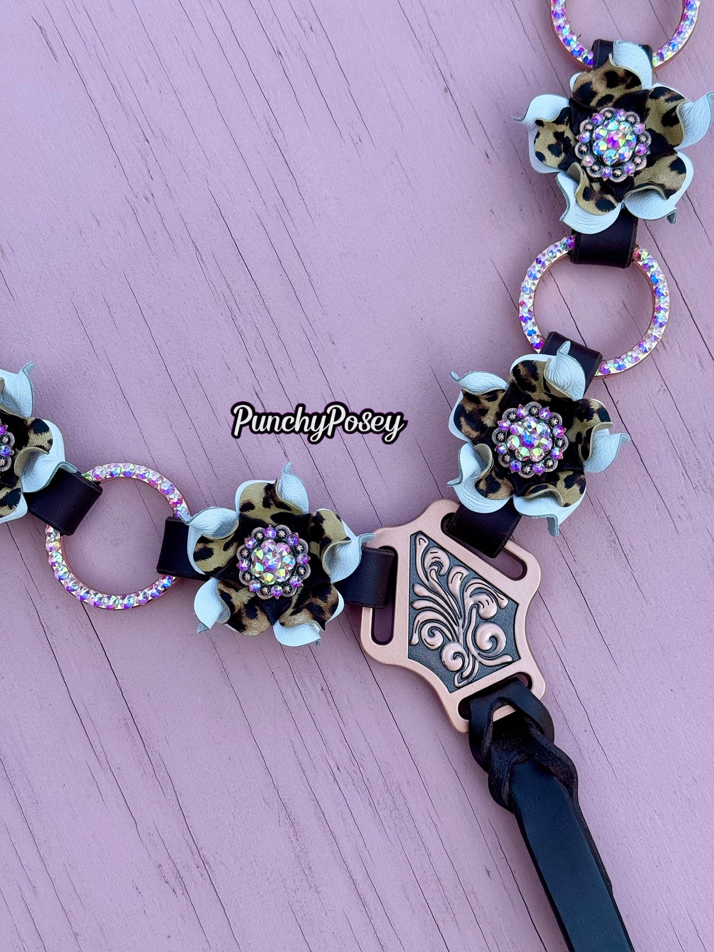 White Cheetah Bling Ring Breast Collar