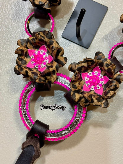 Neon Pink Cheetah Breast Collar