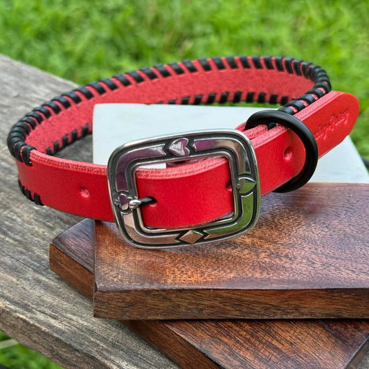 Red Whipstitch Gambler Collar