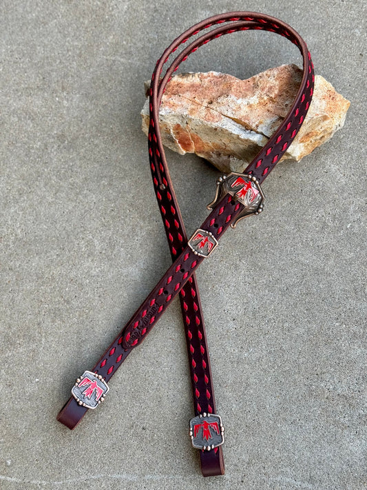 Chocolate & Red Thunderbird Headstall