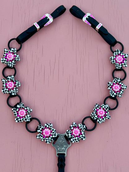Hot Pink Checker Ring Breast Collar