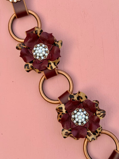Maroon Cheetah Ring Breast Collar