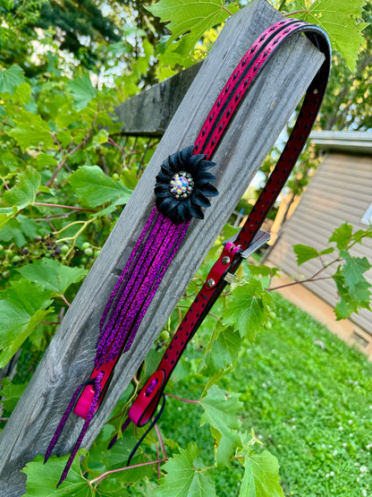 Pink & Black Bling Fringe Headstall