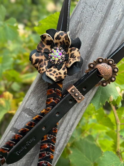 Black Leopard Laced Headstall