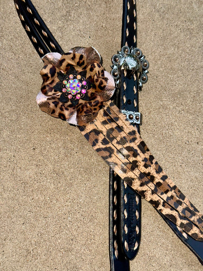 Black Rose Gold Cheetah Headstall