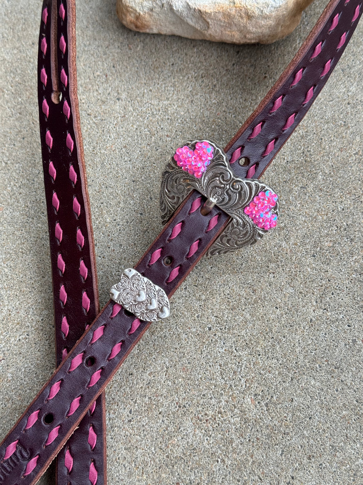 Dusty Pink Heart Headstall