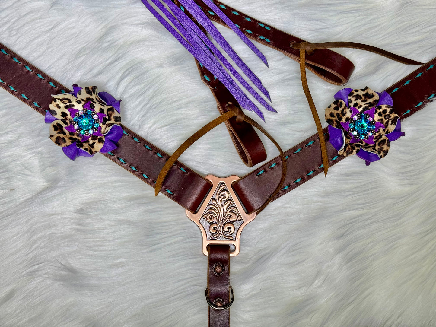 Purple/Turquoise Cheetah Tack Set