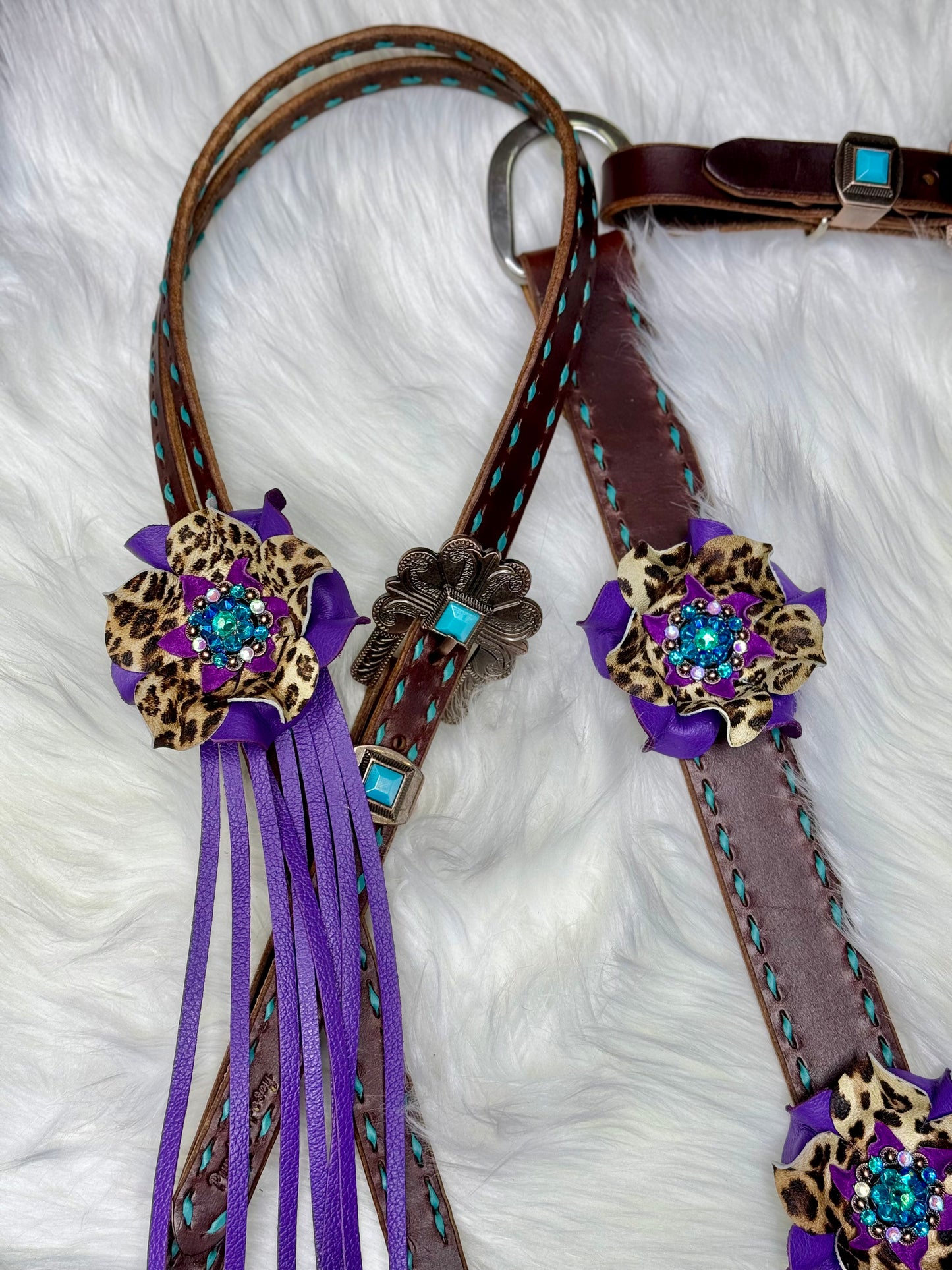 Purple/Turquoise Cheetah Tack Set