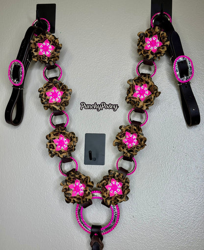Neon Pink Cheetah Breast Collar