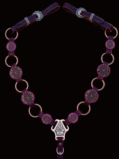 Neon Pink Concho Ring Breast Collar