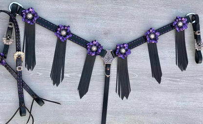 Black Purple Buckstitch Tack Set