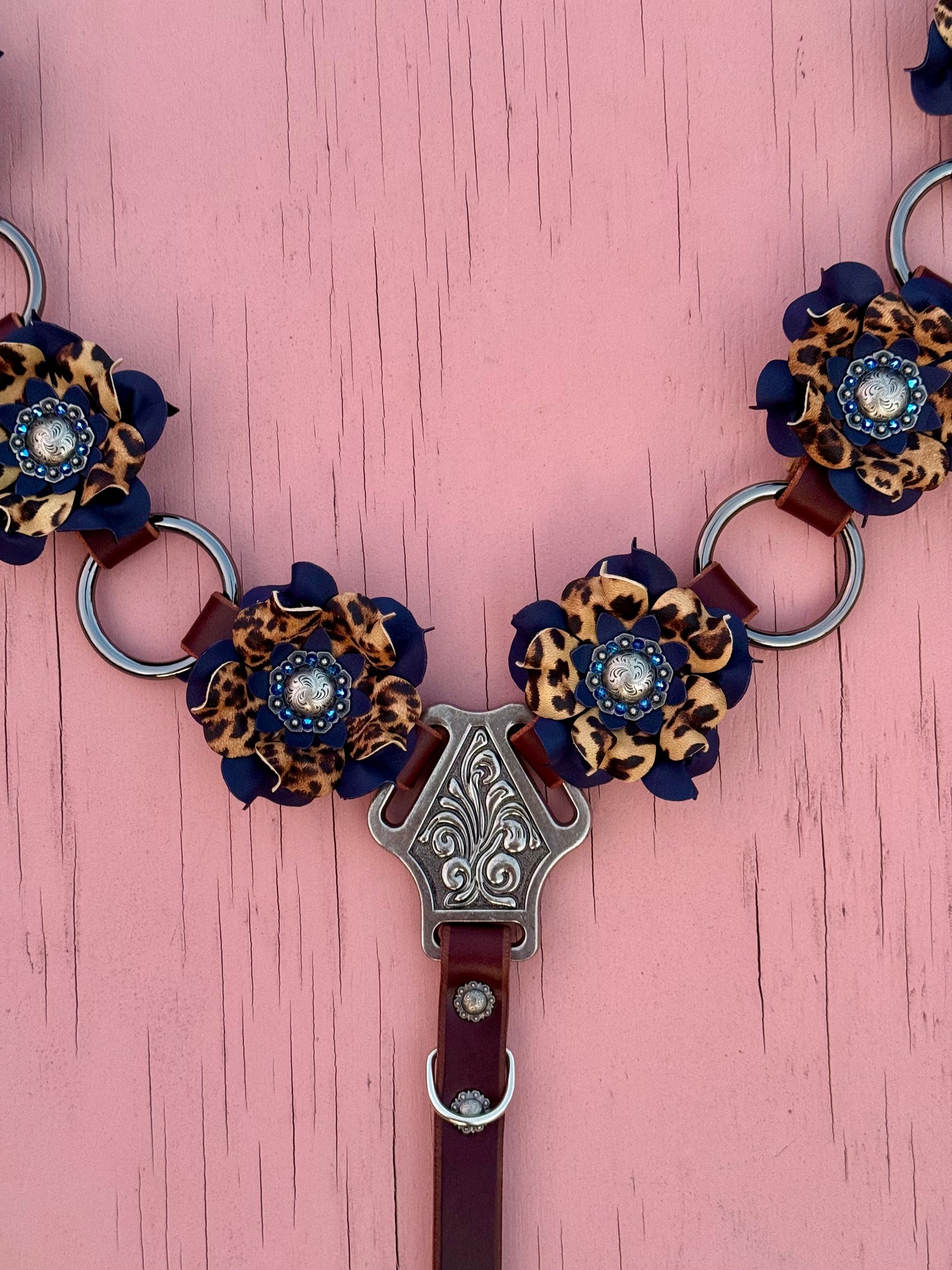 Navy Cheetah Ring Breast Collar