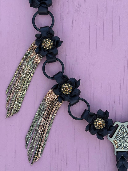 Black Gold Fringe Ring Brest Collar