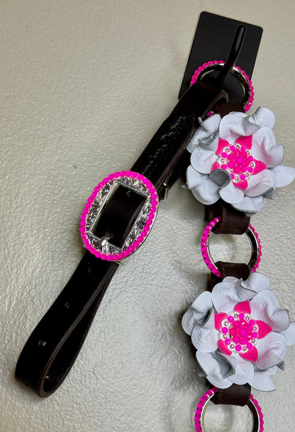 Neon Pink White Breast Collar