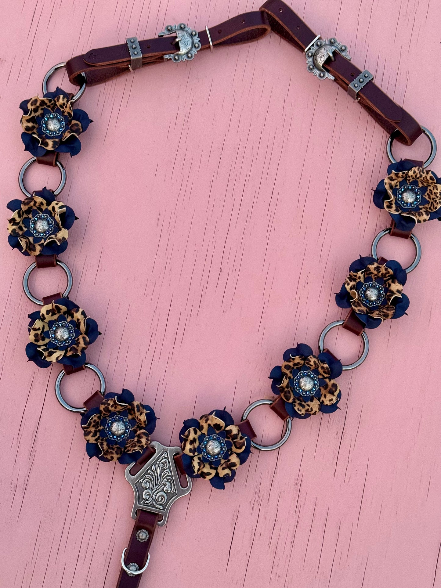 Navy Cheetah Ring Breast Collar