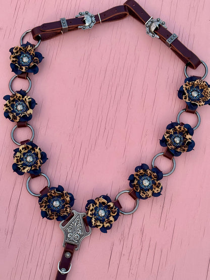 Navy Cheetah Ring Breast Collar