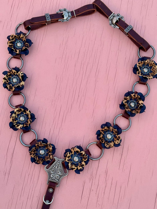 Navy Cheetah Ring Breast Collar