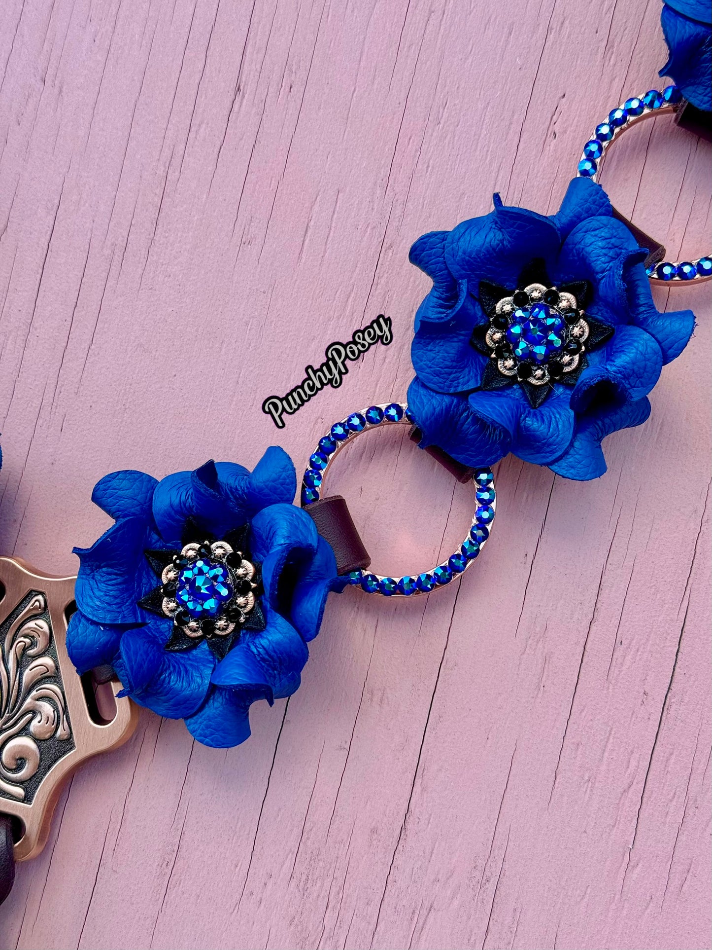 Blue Bling Ring Breast Collar