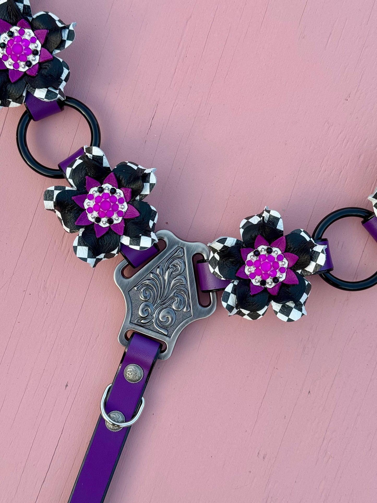 Purple Checker Ring Breast Collar